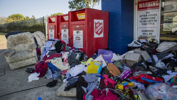 Dumping outside charity bins like at the The Salvation Army at Fyshwick continues to be a problem.