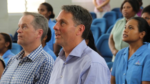 Opposition Leader Bill Shorten and immigration spokesman Richard Marles in Port Moresby on Sunday.