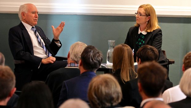 Former prime minister John Howard, pictured with Adele Ferguson, said being resilient and learning from mistakes are among the most important attributes for leaders.