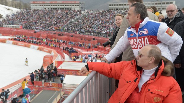 Vitaly Mutko and Russian President Vladimir Putin at the 2014 Paralympics.