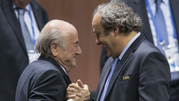 In happier times: Sepp Blatter and Michel Platini in May.
