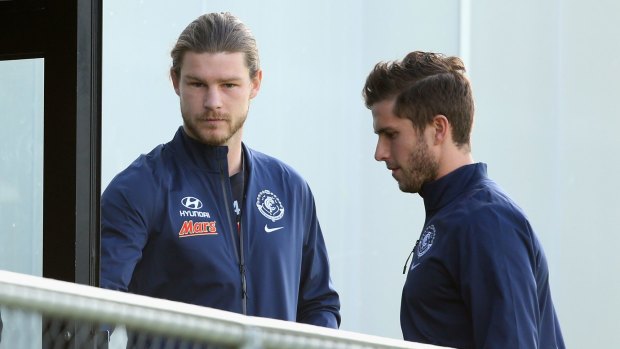 Carlton leaders Bryce Gibbs and Marc Murphy fronted the media on Monday morning.