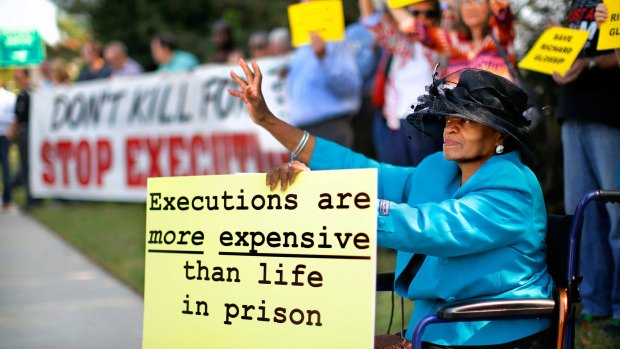 Death penalty protesters in Oklahoma City in September. 
