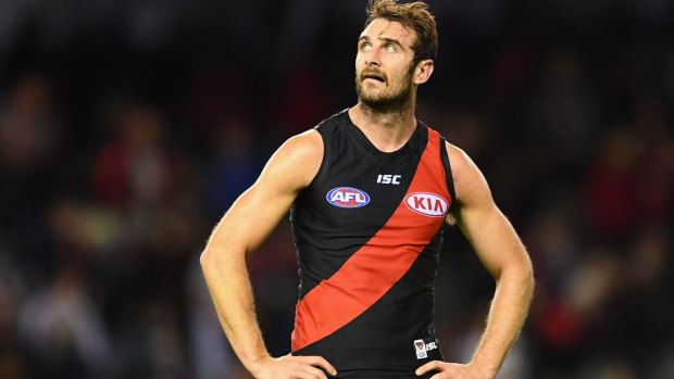 Jobe Watson looks dejected after losing to Melbourne on the weekend.