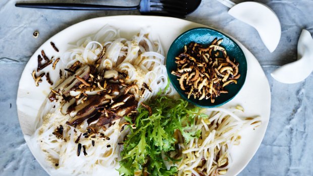 The noodles, using traditionally long strands, represent longevity.