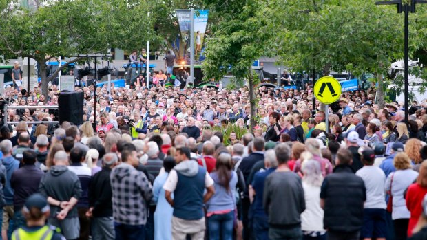 Thousands rallied in Werribee's main street last month to protest against the planned youth prison. 