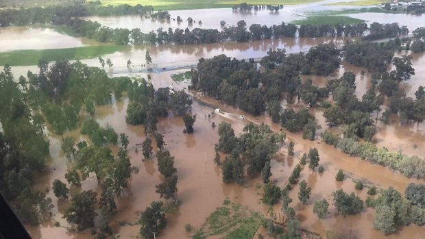 Aerial surveillance of flood waters over Forbes and Parkes over the past 36 hours.