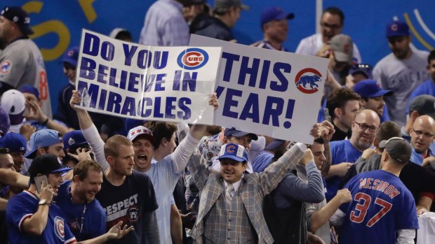 Long wait: Cubs fans celebrate the 2016 World Series win.