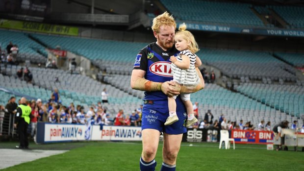 Sad end: James Graham after his last match for the Bulldogs.