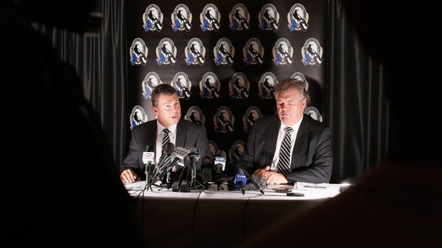 Chief executive Gary Pert and director of football Neil Balme address the media on Monday.