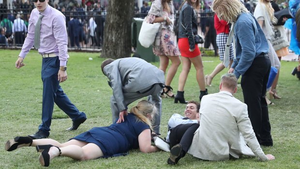 Fell at the last: Some punters faded towards the end on Melbourne Cup day at Flemington.