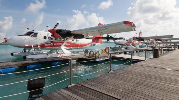 Trans Maldivian Airways seaplanes at Male airport, Male, Maldives.