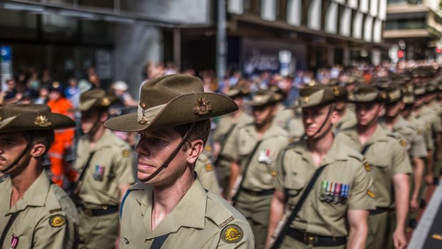 Thousands marched in the Anzac Day parade in Brisbane on Tuesday.