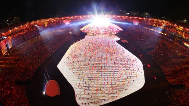 Lighting the night sky: Rio's opening ceremony was a spectacle of lights, lasers and Samba.