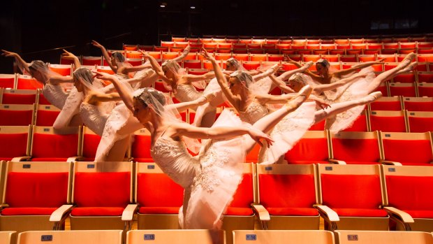 The ballerinas of La Bayadere perform The Kingdom of the Shades from La Bayadere in the Sydney Opera House Concert Hall. 