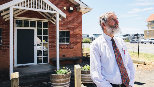 National Trust spokesman Eric Martin outside the 1948 Switch Room, which is part of the planned Kingston Arts precinct redevelopment and is slated for demolition. Mr Martin has called for the heritage-listed building to be saved.