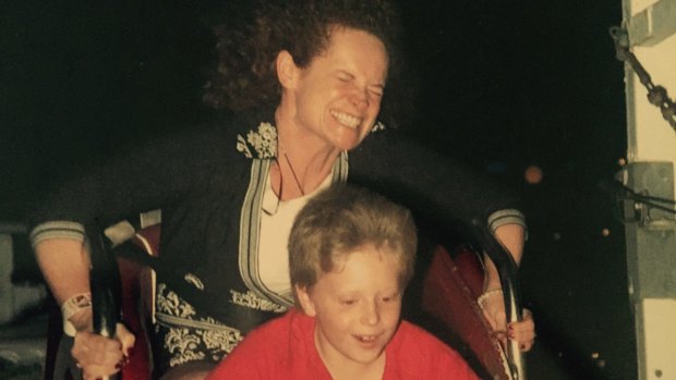 Helen Pitt and son Liam Oliver ride the Wild Mouse at Luna Park. 