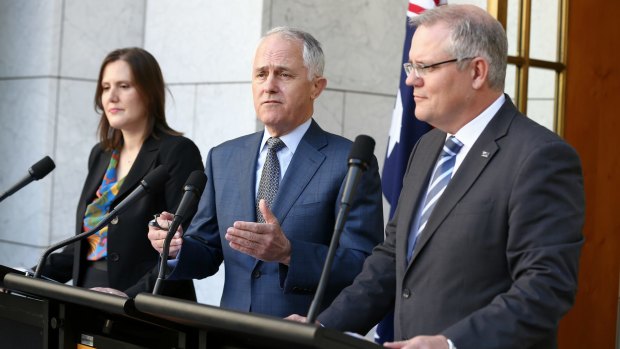 Prime Minister Malcolm Turnbull releases the government's response to the Murray inquiry with Treasurer Scott Morrison and Minister for Small Business and Assistant Treasurer Kelly O'Dwyer.