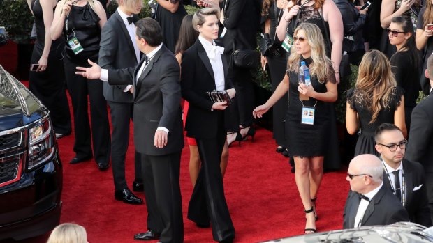 Evan Rachel Wood chic in a three-piece suit. 