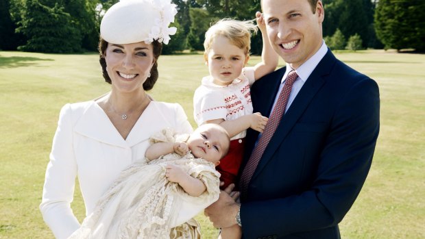 Catherine, Duchess of Cambridge, Prince William, Duke of Cambridge, and their children Princess Charlotte and Prince George.