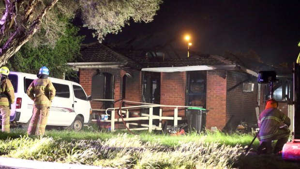 Fire claims this Neasham Drive, Dandenong North house. Image Patrick Herve