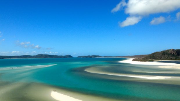 The trees along the shore at Whitehaven Beach were damaged, but the water and sand was still stunning.