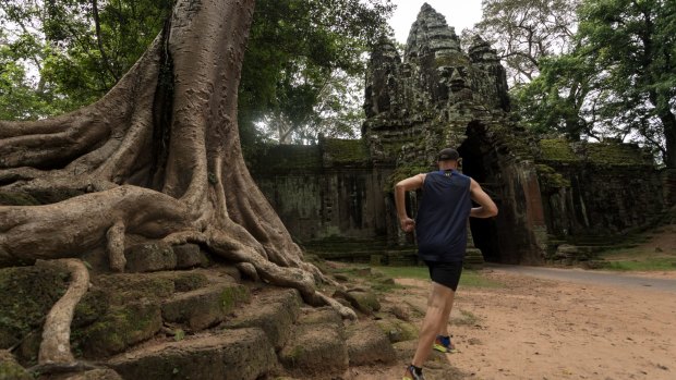 Angkor Cambodia temple running.