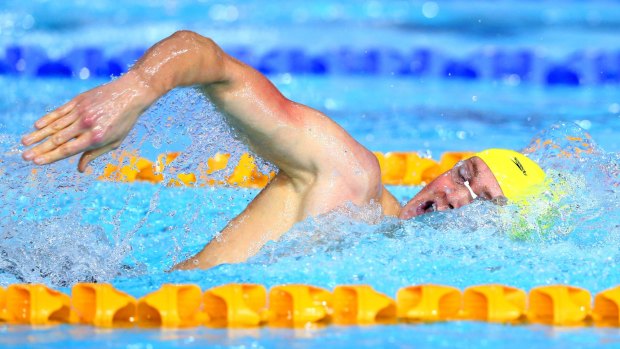 Stylish: David McKeon in the men's 400m freestyle heats.