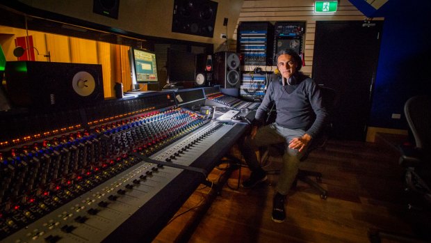 ANU senior lecturer in composition Dr Kim Cunio in the university's new recording studio.