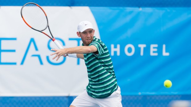 Dudi Sela (ISR) in action during day four of the East Hotel Canberra Challenger. Match was played at the Canberra Tennis Centre in Lyneham, Canberra, ACT on Tuesday 10 January 2017 #eastCBRCH #TennisACT. Photo: Ben Southall. Dudi Sela playing in the Canberra Challenger tennis tournament.