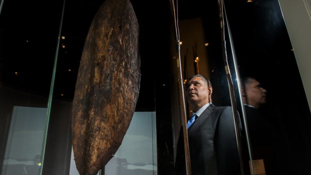 La Perouse community leader Shayne Williams at the launch of National Museum of Australia's new exhibition Encounters:  Revealing Stories of Aboriginal and Torres Strait Islander Objects from the British Museum.