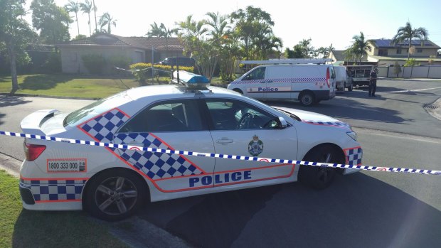 Police at the scene of a stabbing death in Kippa-Ring, north of Brisbane.