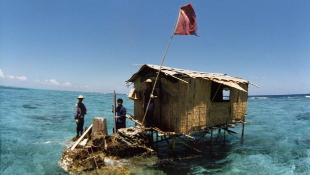 China's activity in the South China Sea has accelerated in recent years. Pictured is a Chinese outpost on Nanxun Reef in the Spratly Islands in 1988.
