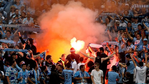 No more: Sydney FC coach Graham Arnold doesn't want a repeat of scenes like this one in Gosford last year.