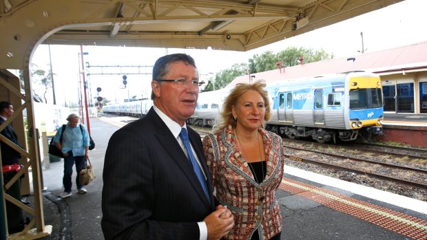 Premier Denis Napthine, with member for Mordialloc Lorraine Wreford, spruiks investment in the Frankston line.