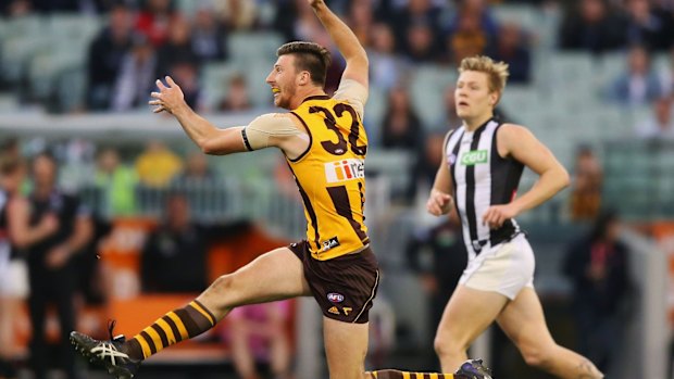 Game changer: Jack Fitzpatrick's late goal sealed a tense win against Collingwood.