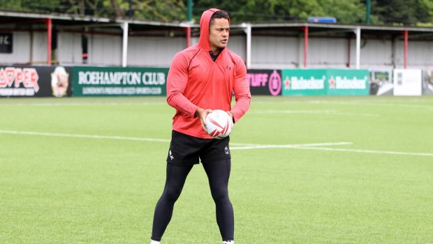 Jarryd Hayne during a Fijiian Rugby Union training session in London.