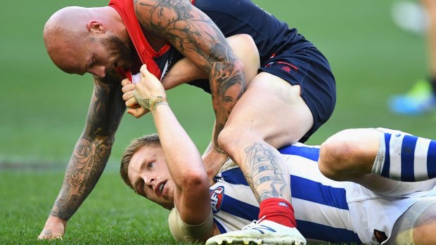 There was plenty of anger in the Melbourne v North Melbourne match at the MCG. 