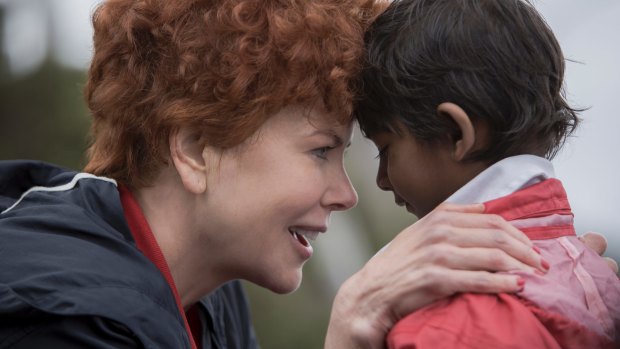 Nicole Kidman with Sunny Pawar, who plays the young Saroo, in <i>Lion</i>.