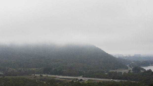 Low hanging fog over Canberra on Friday morning.