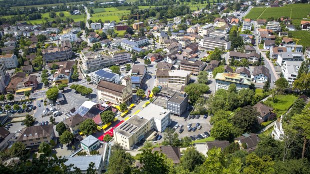 A bird's eye view of Vaduz, the capital city of ... where?