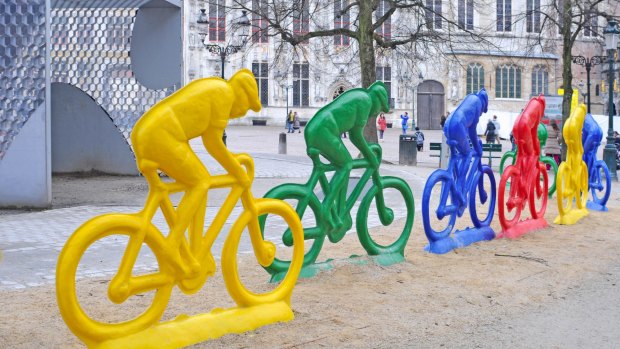 Colourful polyester riders created by Erik Nagels in Bruges.