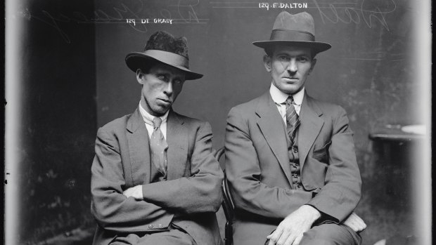 They look mean: Augustine 'Gus' Gracey and Edgar 'Eddie' Dalton (alias Adamson Mitchell), circa 1920, but they were only petty criminals. 