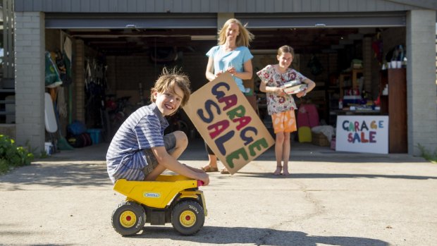 Emma Keightley, with children Oliver, 9, and Amy Manning, 10, is taking part in the Garage Sale Trail on October 24. 