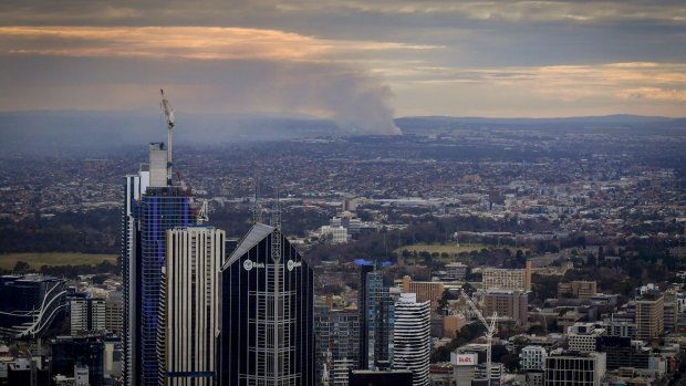 Smoke from the Coolaroo fire was visible from the CBD on Thursday.