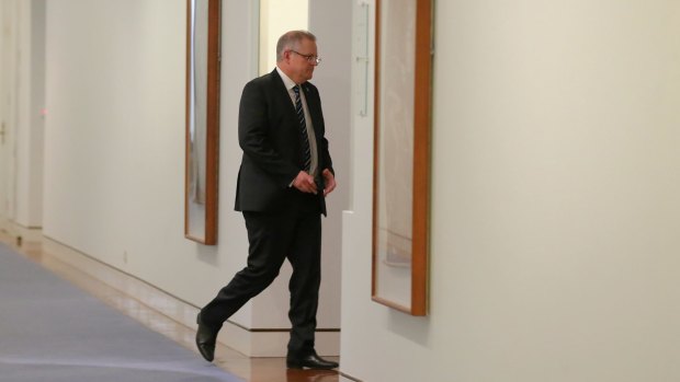 Scott Morrison enters Tony Abbott's office on the night of the leadership spill.