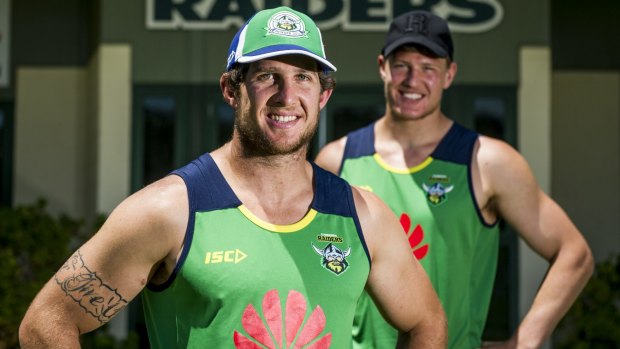 Double trouble: Jarrad Kennedy has been joined at the Canberra Raiders by his brother Rhys, who was at the Melbourne Storm.