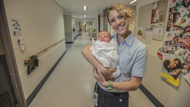 Calvary Hospital's Hana Sayers says it was "a huge shock'' to be named the ACT midwife of the year.