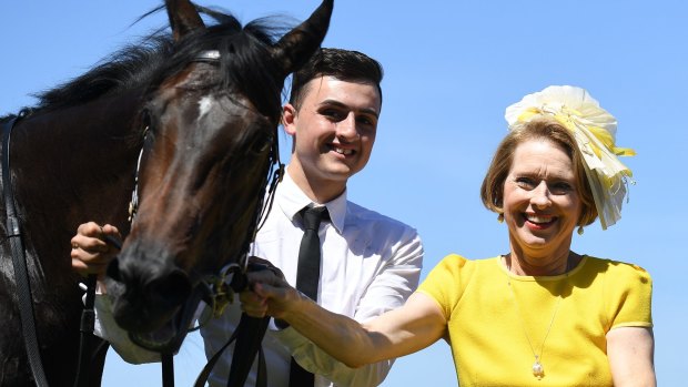 Gai Waterhouse with Invincible Star after the filly won the Thoroughbred Club Stakes on Caulfield Guineas Day on Saturday.