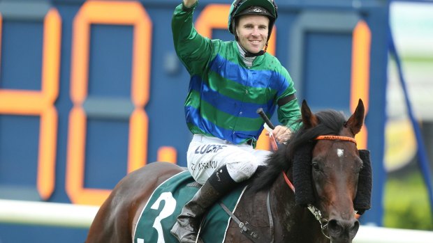 Horse of the carnival: Tommy Berry on Inference after winning the group 1  Randwick Guineas.
